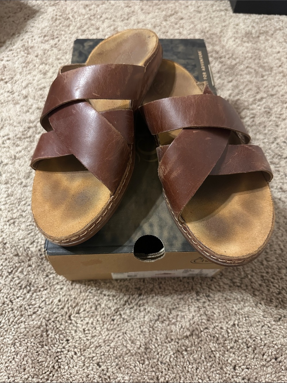 Chaco women’s Brown Leather wayfarer Slide Sandals